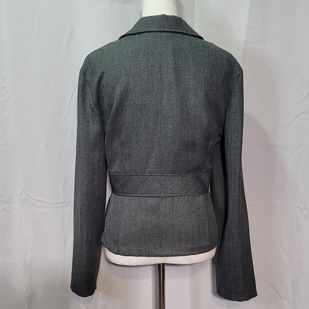 B. Smart Women's Vintage Gray Pleated Padded Blazer Jacket Plus Size 16 - Picture 11 of 12
